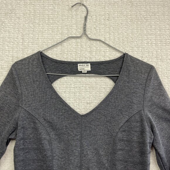 RVCA Easy Kill Black Dress Size Medium Back Cut-Out Revolve Style Grey Surf Y2K - Picture 2 of 13